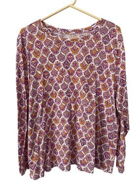 Blue Sol Luxey Tee Size 2X Floral Crewneck Long Sleeve Top Multicolor Bohemian